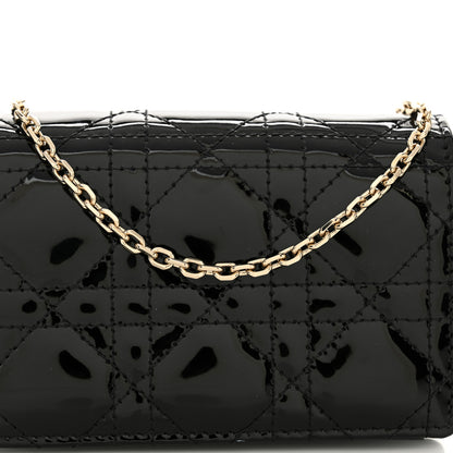 Christian Dior Patent Cannage Mini Pouch on Chain Black 8 of 10