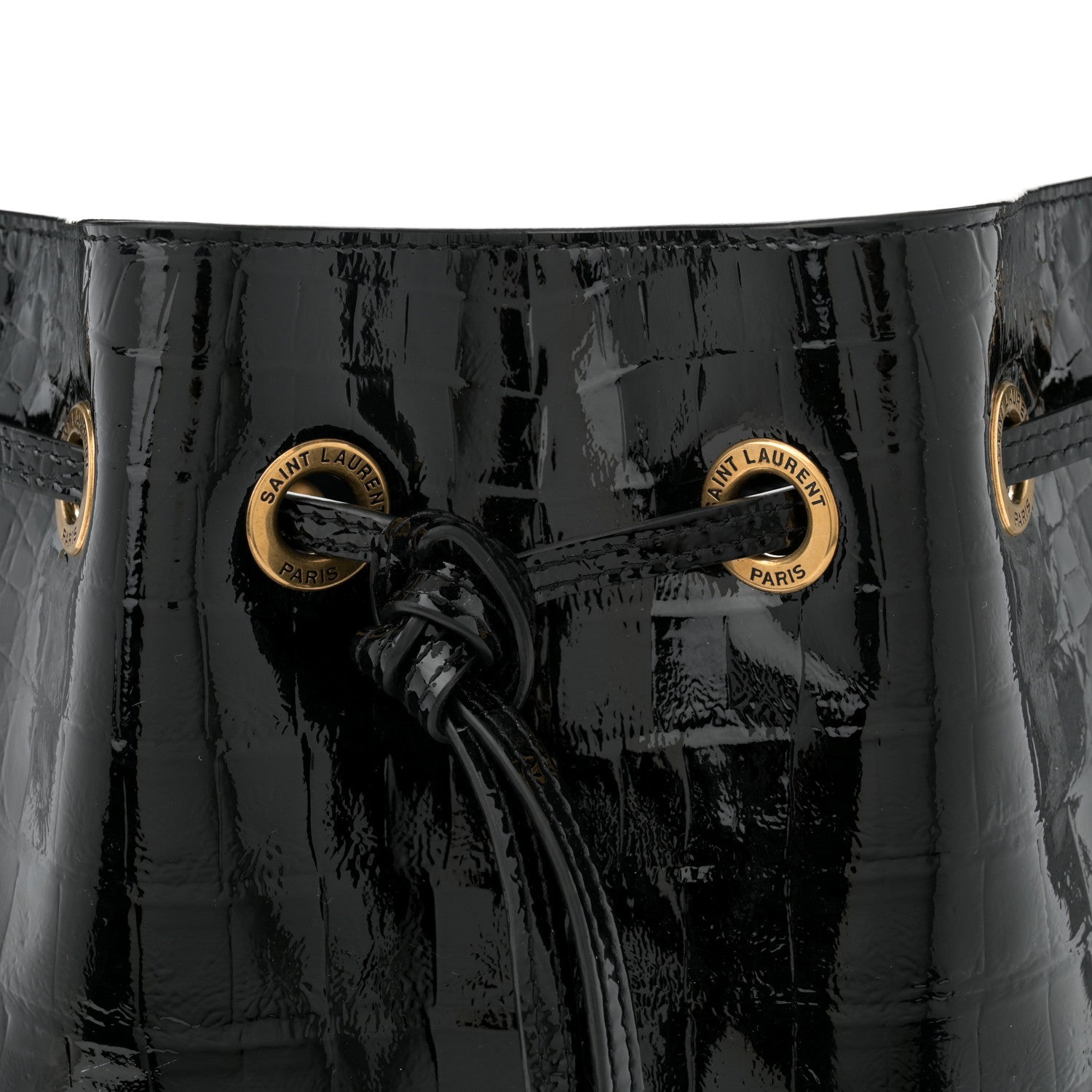Saint Laurent Crocodile Embossed Calfskin Medium Paris VII Flat Hobo Black 9 of 15