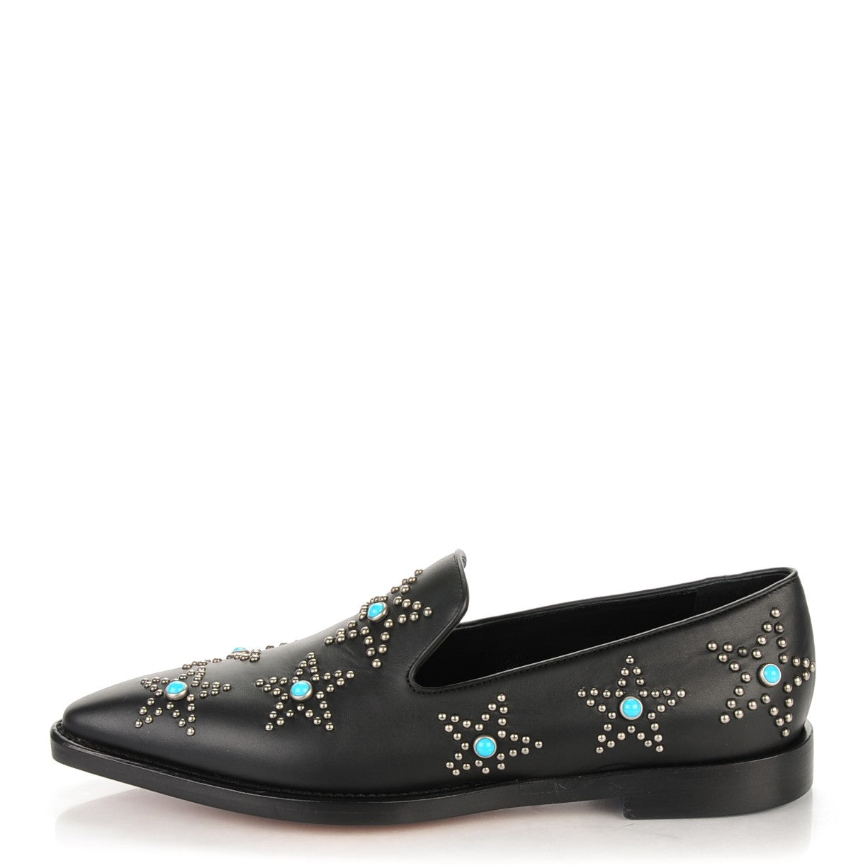 Nappa Star Studded Cabochon Loafers 37.5 Black