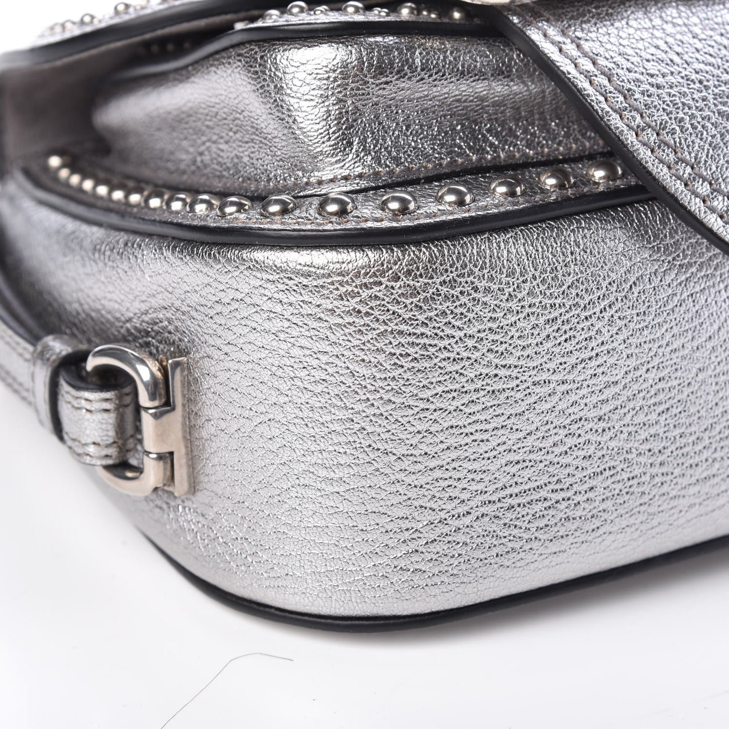 Goatskin Madras Soft Calfskin Crystal Embellished Dahlia Shoulder Bag Chrome