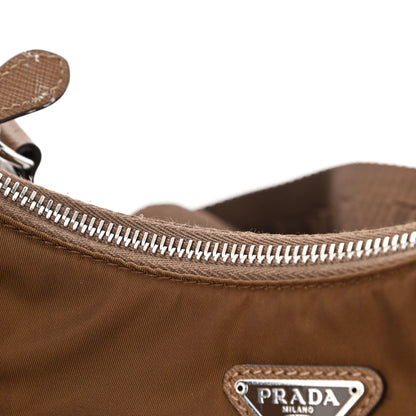 Prada Tessuto Nylon Saffiano Re-Edition 2005 Shoulder Bag Cacao 16 of 16