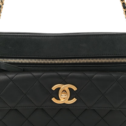 Chanel Iridescent Calfskin Quilted In & Out Camera Case Black 8 of 11