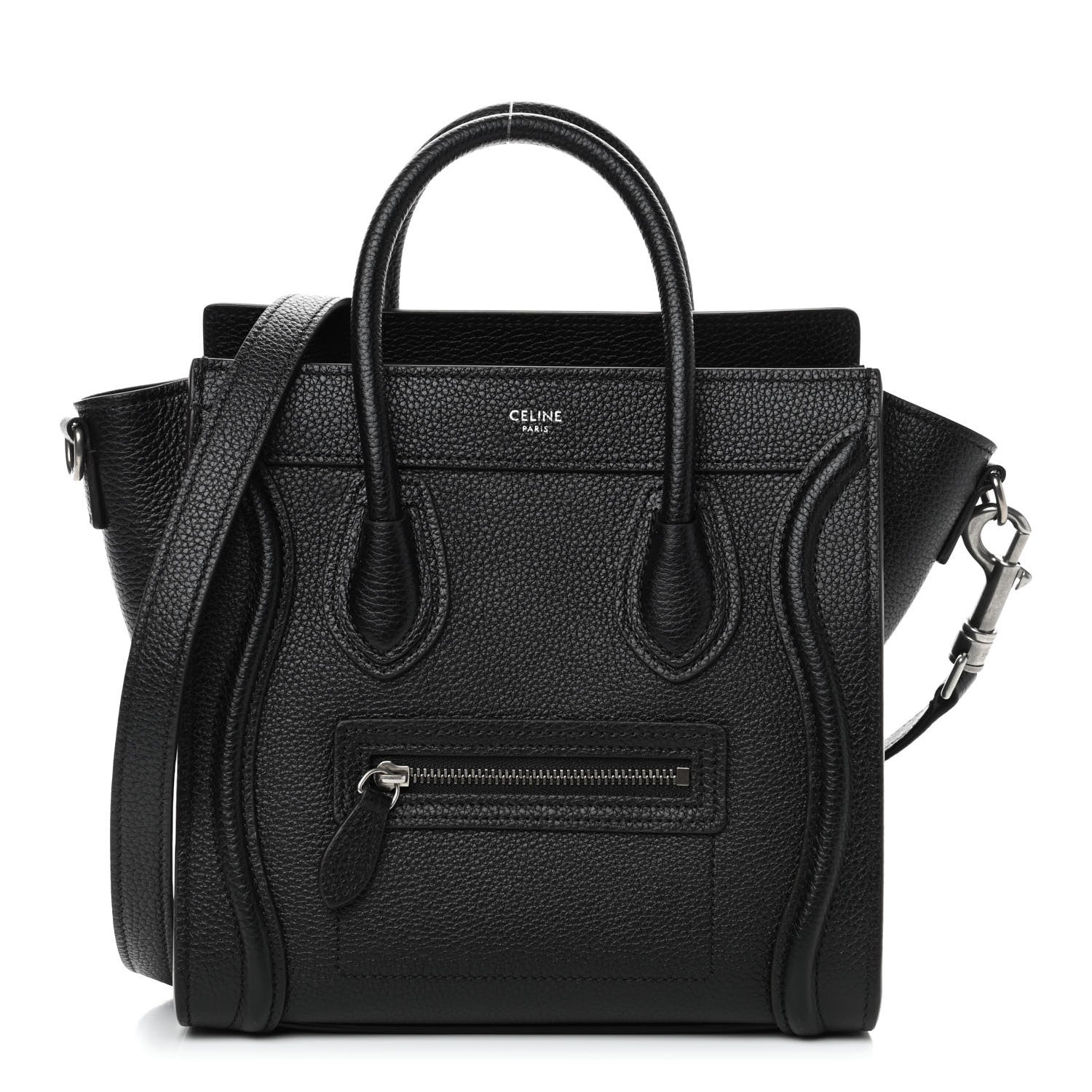 Celine Drummed Calfskin Nano Luggage Black 1 of 4