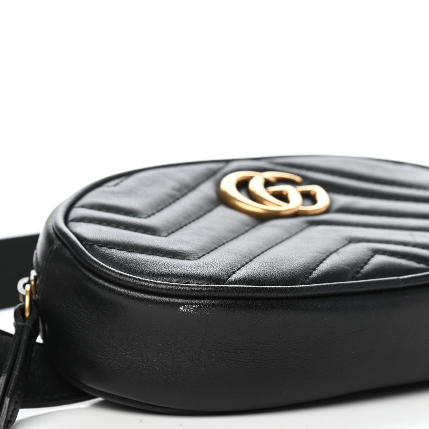 Gucci Calfskin Matelasse GG Marmont Belt Bag 85 34 Black 9 of 11