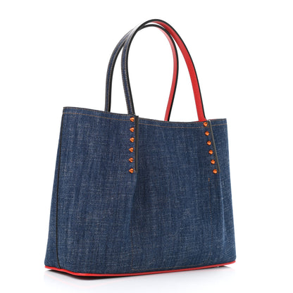 Christian Louboutin Denim Spiked Small Cabarock Shopper Tote 2 of 8