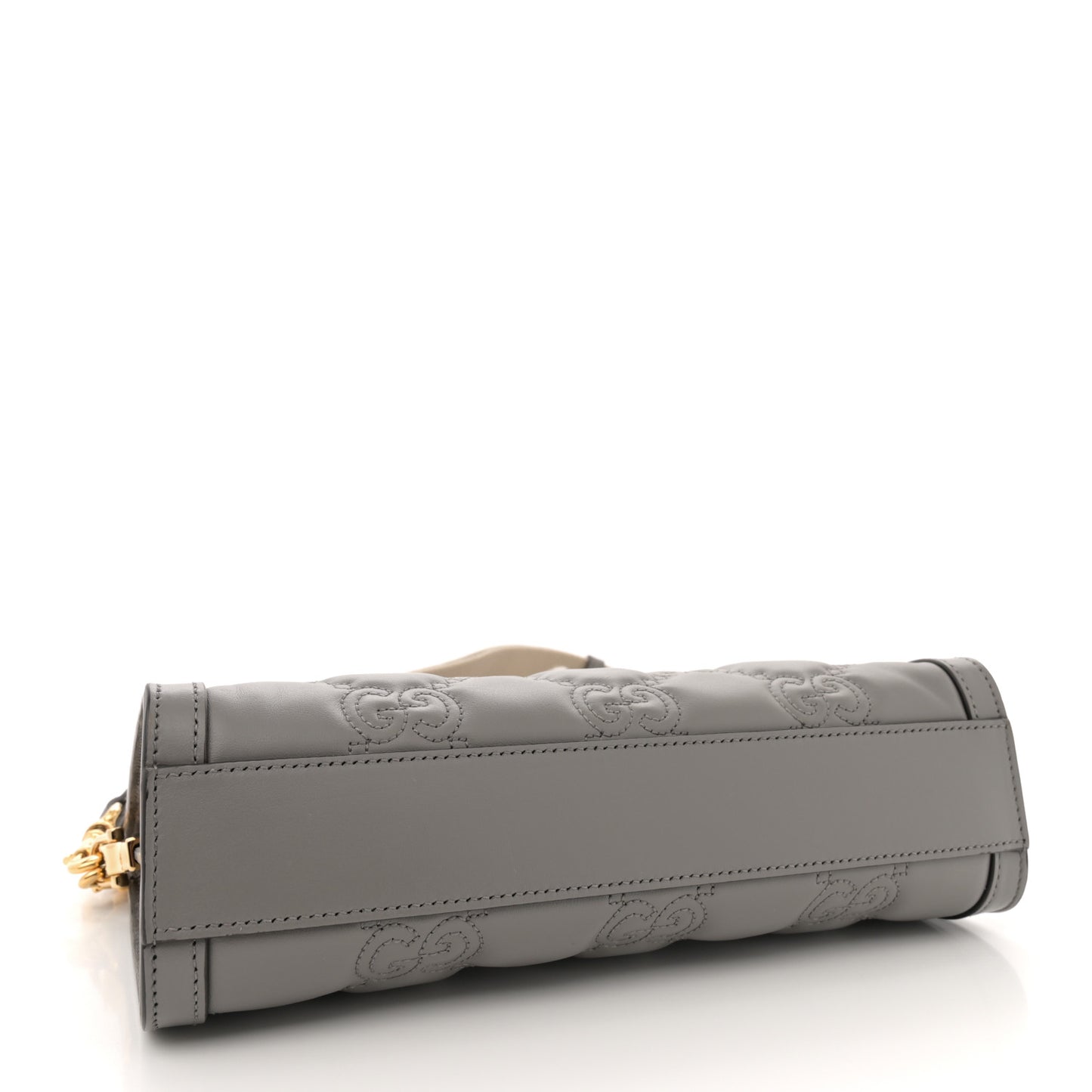 Calfskin GG Matelasse Small Slim Chain Shoulder Bag Dusty Grey Natural