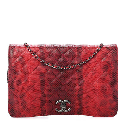 Chanel Quilted Lizard Flap Red 1 of 9