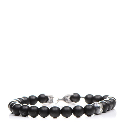 David Yurman Sterling Silver Diamond Black Onyx 8mm Spiritual Beads Bracelet 1 of 5