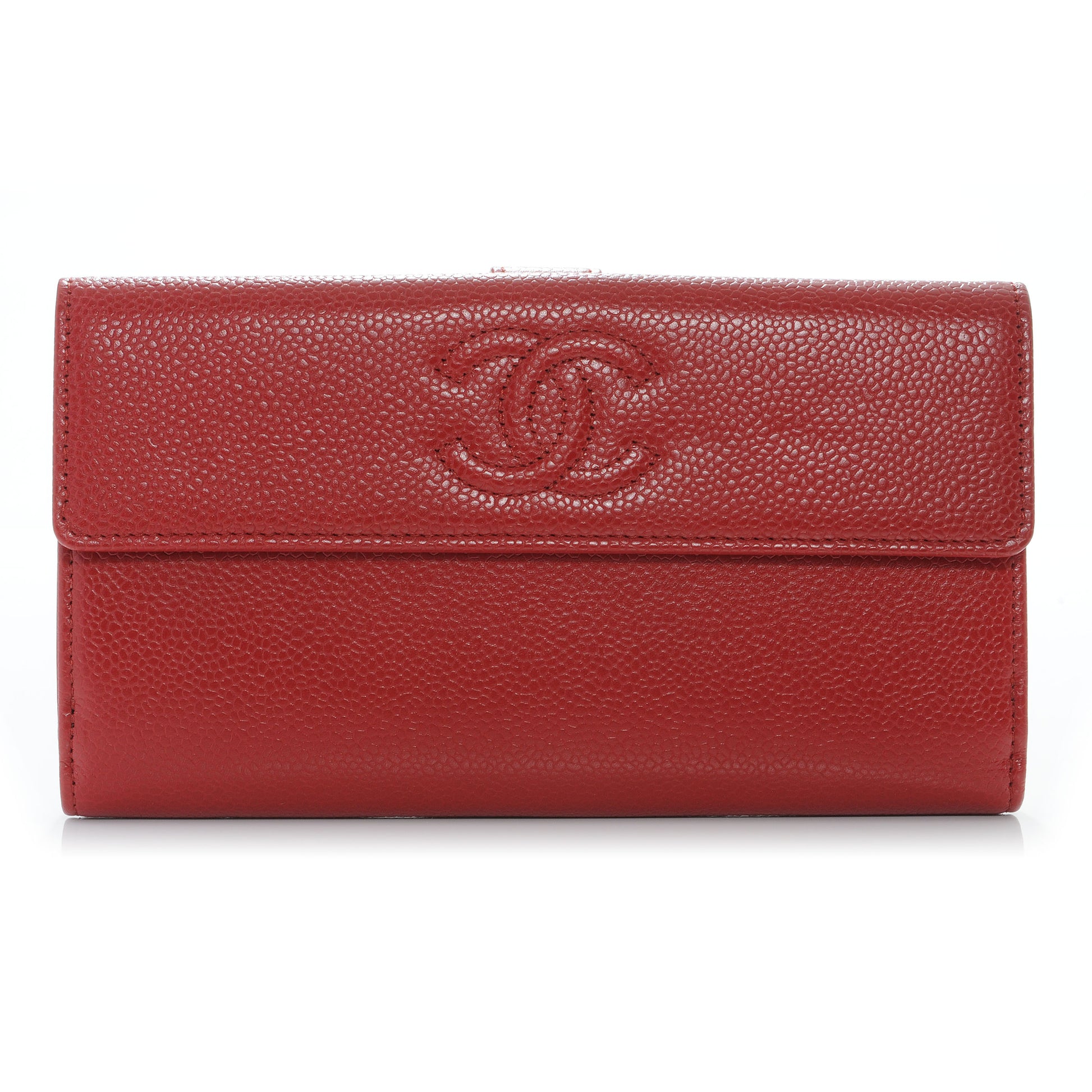 Chanel Caviar CC Long Flap Wallet Red 1 of 8