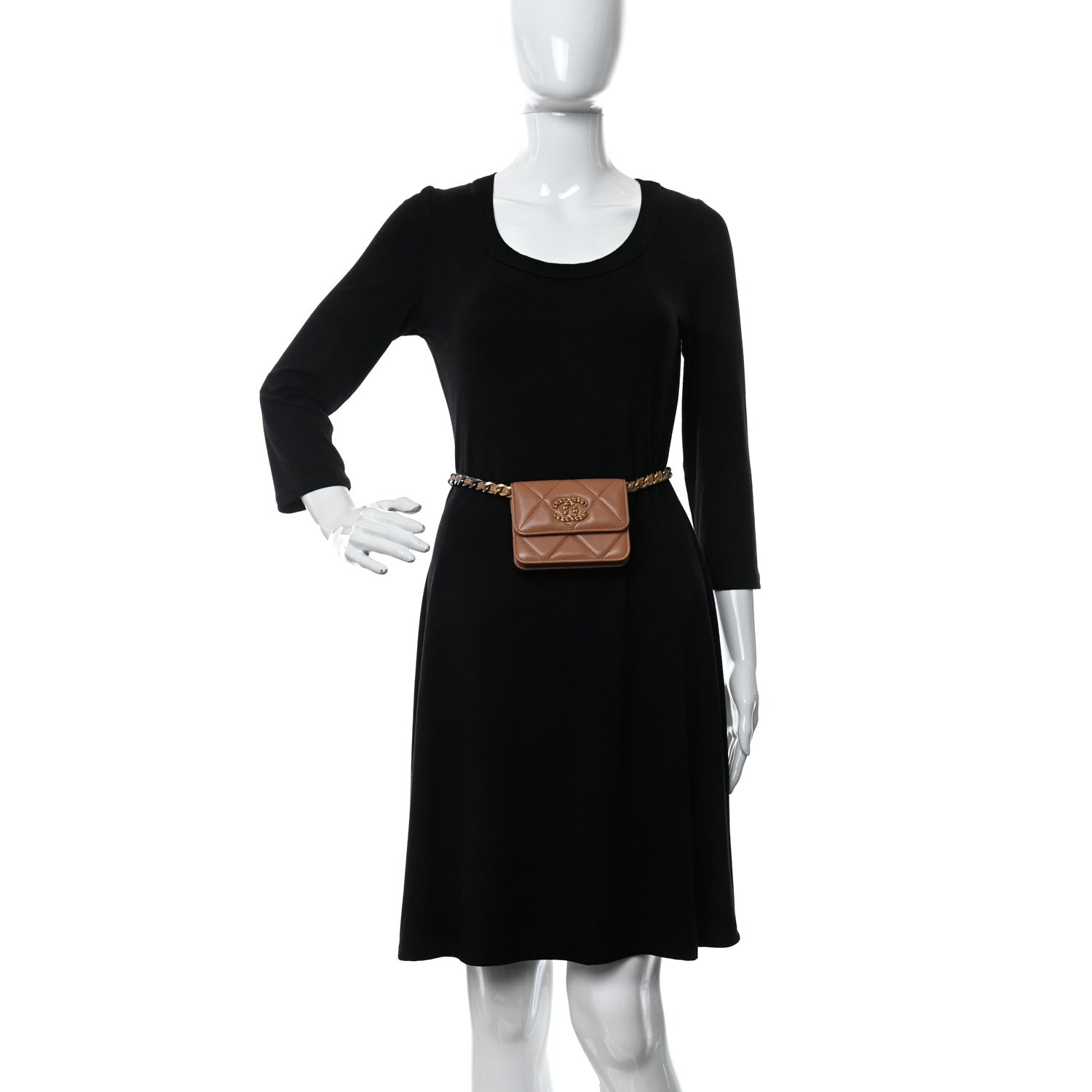 Chanel Lambskin Quilted Chanel 19 Flap Belt Bag Brown 2 of 11