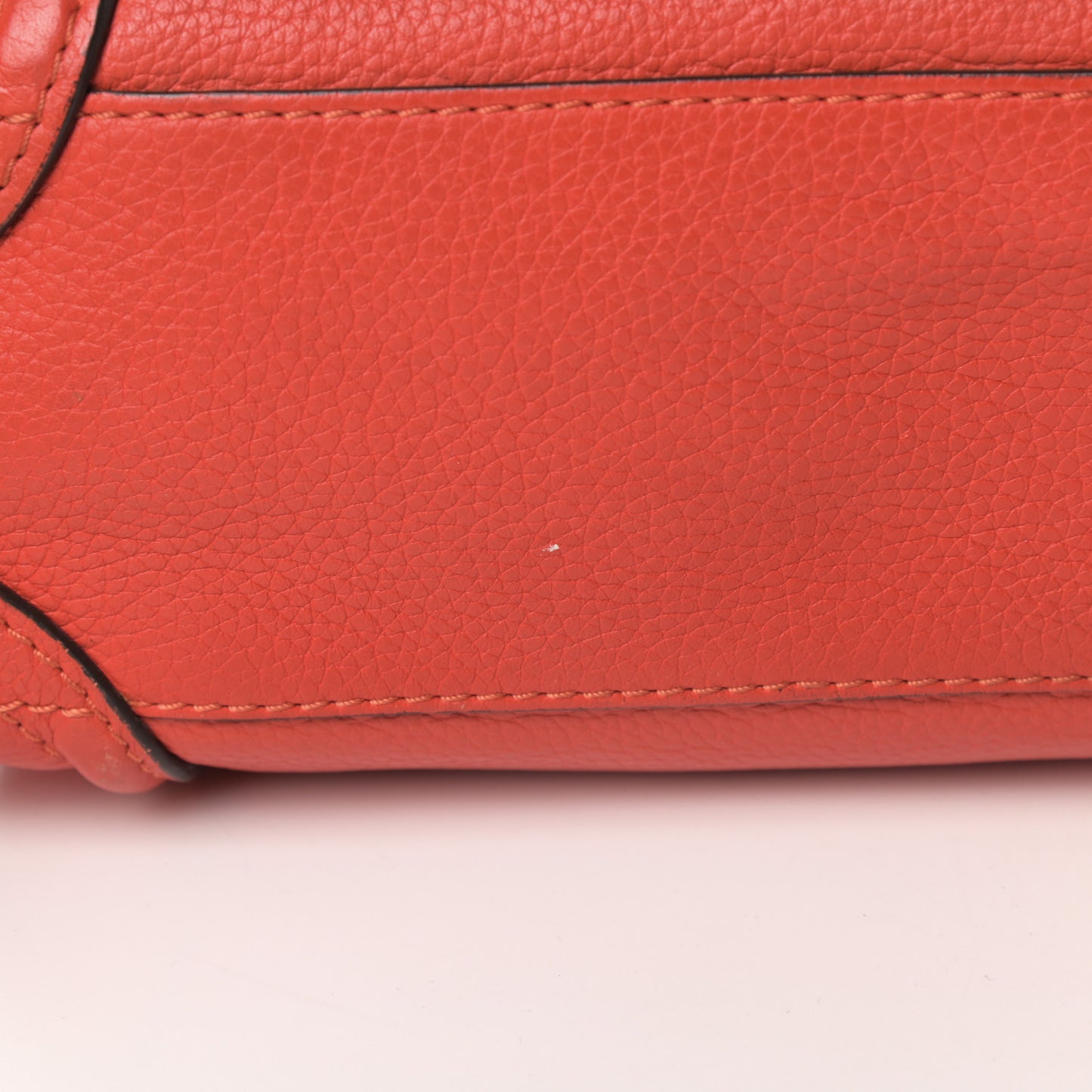 Drummed Calfskin Nano Luggage Coquelicot