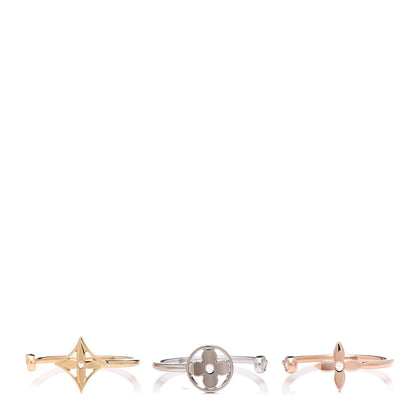 Louis Vuitton 18K Yellow White Pink Gold Diamond Idylle Blossom Ring 3 Set 54 7 3 of 10