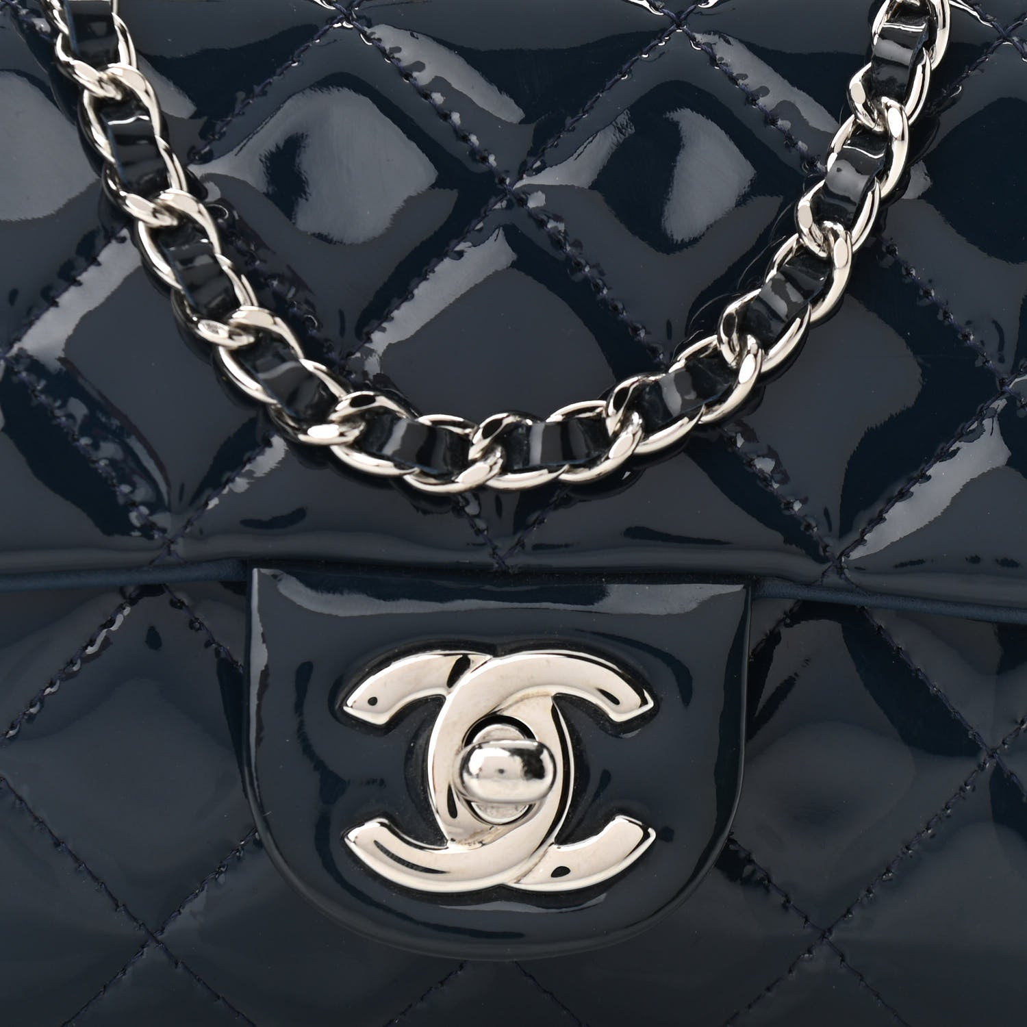 Chanel Patent Calfskin Mini Flap Crossbody Blue 8 of 10