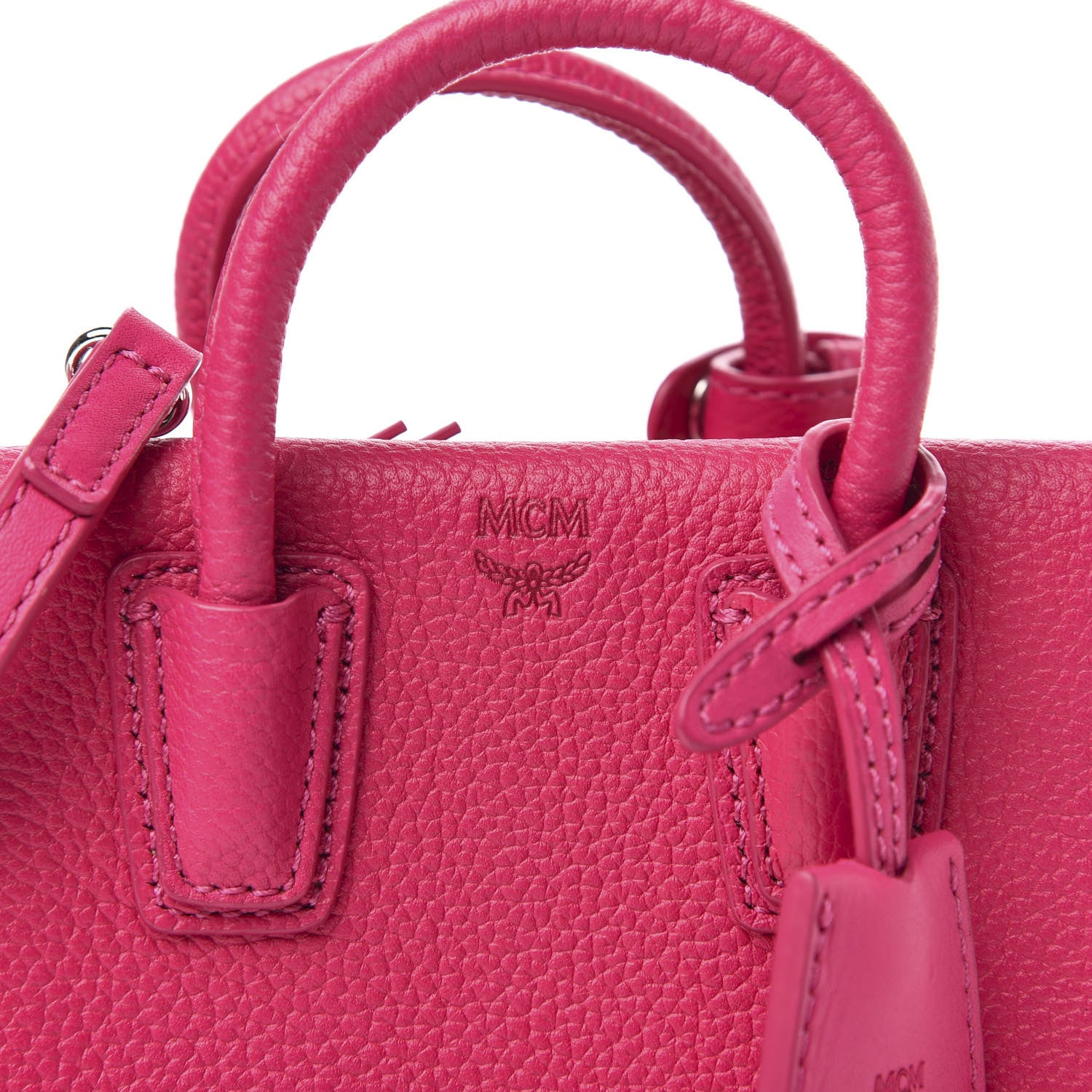 MCM Grained Calfskin X-Mini Milla Tote Beetroot Pink 9 of 9