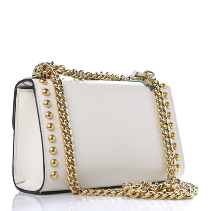 Gucci Calfskin Floral Embroidered Small Padlock Shoulder Bag White 3 of 9