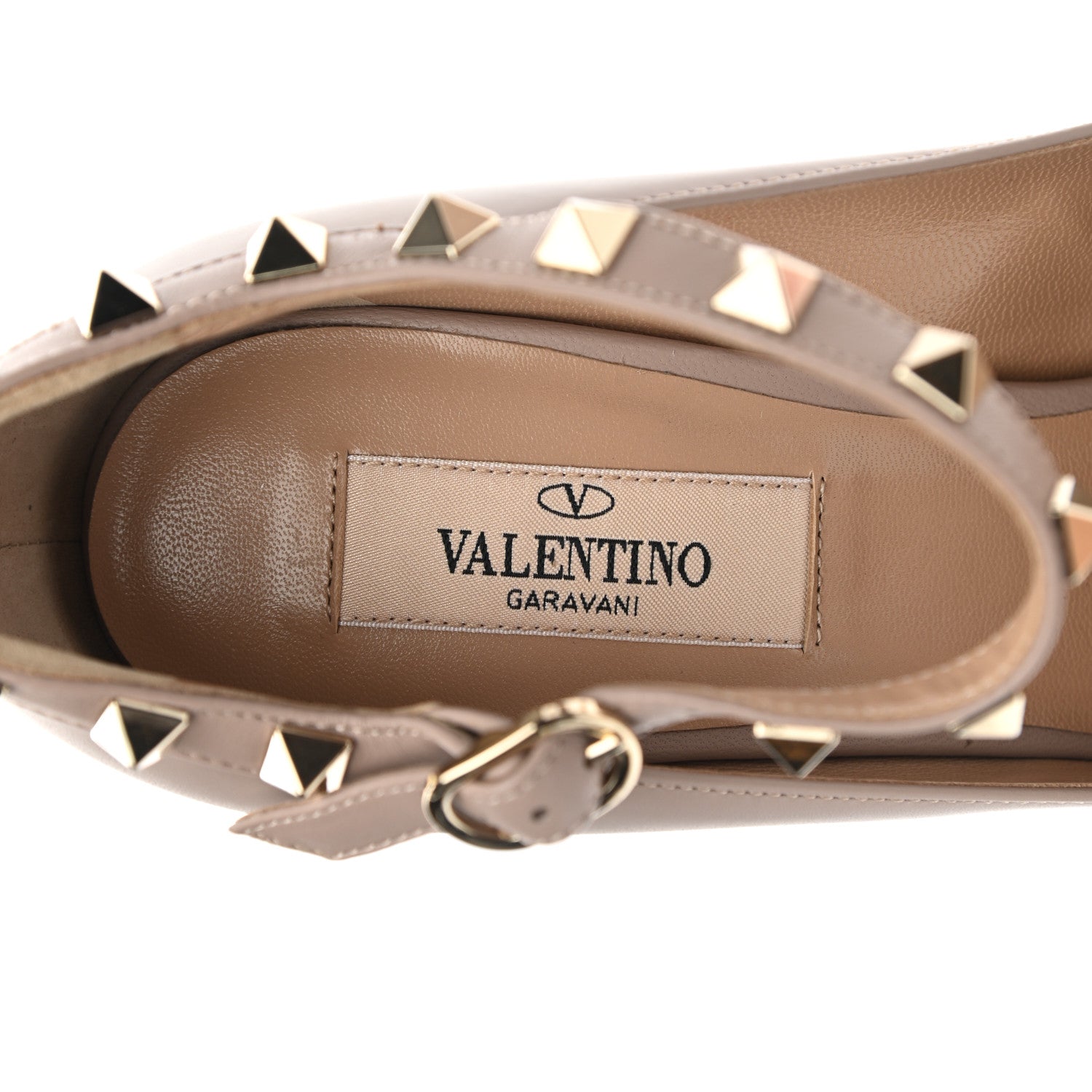 Valentino Garavani Calfskin Rockstud Front Strap Pumps 36 Poudre 7 of 9