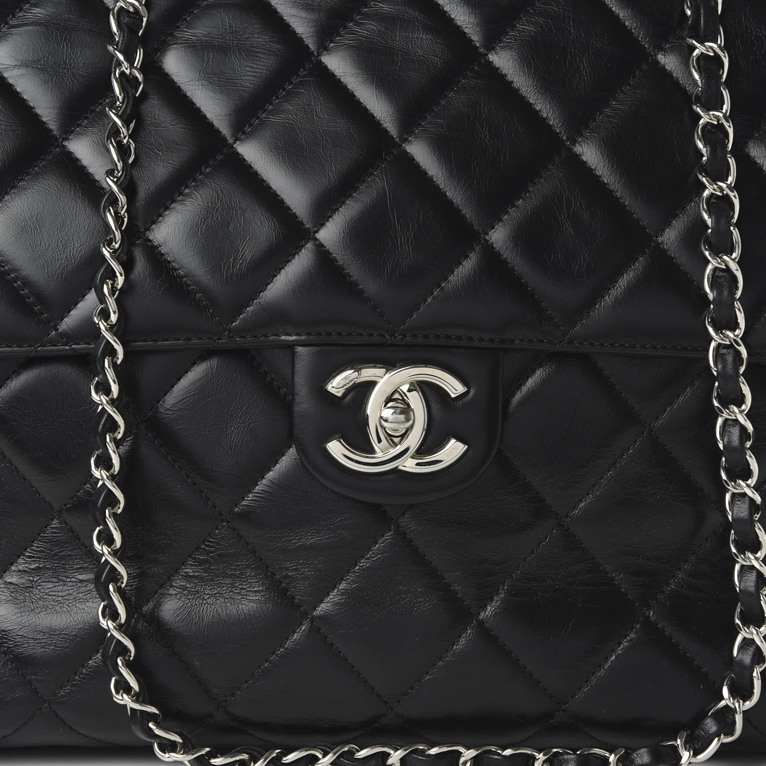 Chanel Glazed Calfskin Quilted Large CC Delivery Tote Black 10 of 16