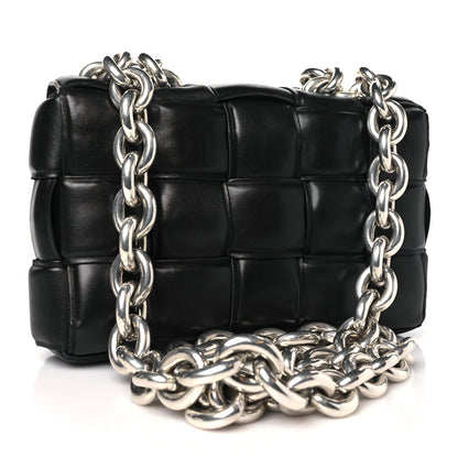 Bottega Veneta BOTTEGA VENETA Lambskin Maxi Intreccio Padded Chain Cassette Crossbody Bag Black 3 of 12