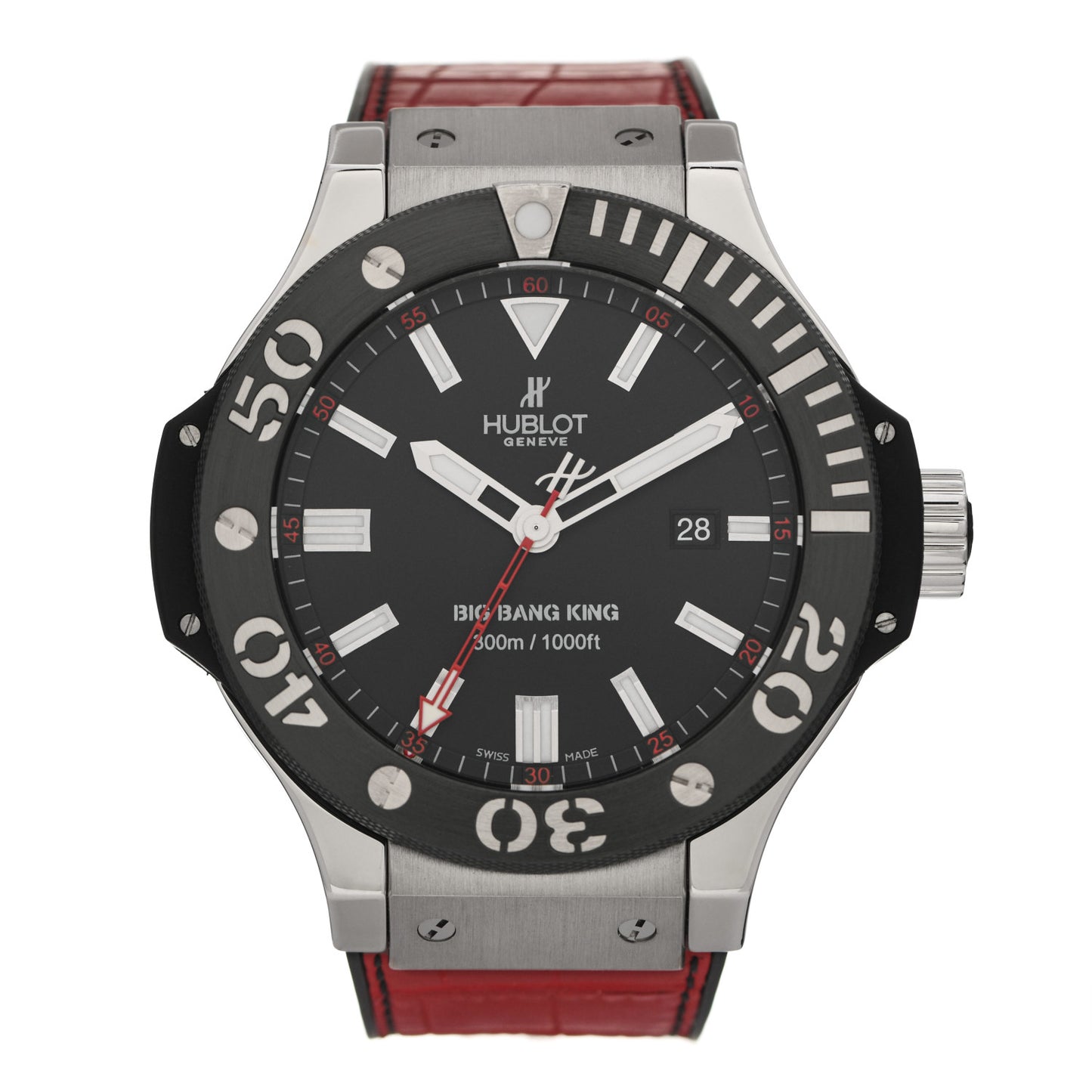 Stainless Steel Ceramic Alligator 48mm Big Bang King Automatic Watch 322.LM.100.RX