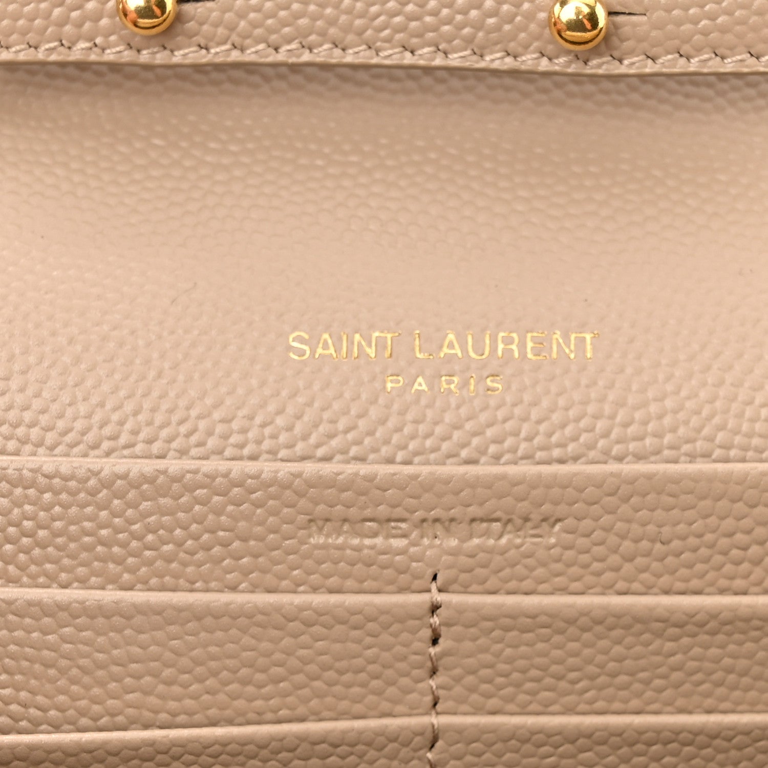 Saint Laurent Grain De Poudre Matelasse Chevron Monogram Chain Wallet Dark Beige 7 of 10