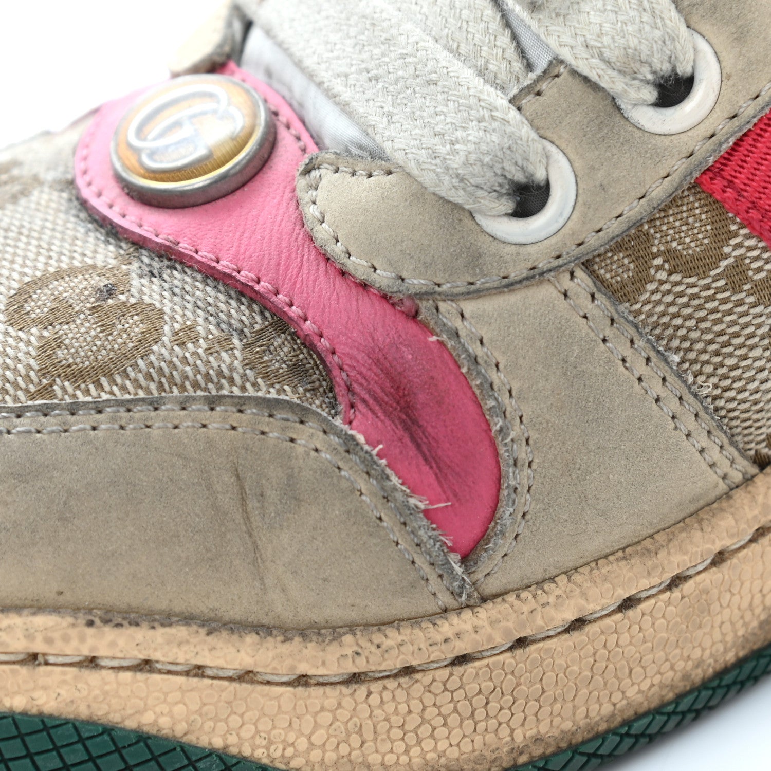 Gucci GG Monogram Calfskin Web Womens Screener Sneakers 35 New Sand Dusty Milk Pink 19 of 22