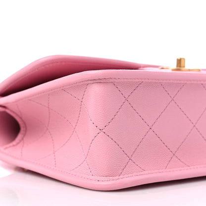 Chanel Caviar Quilted School Memory Small Top Handle Flap Pink 8 of 9