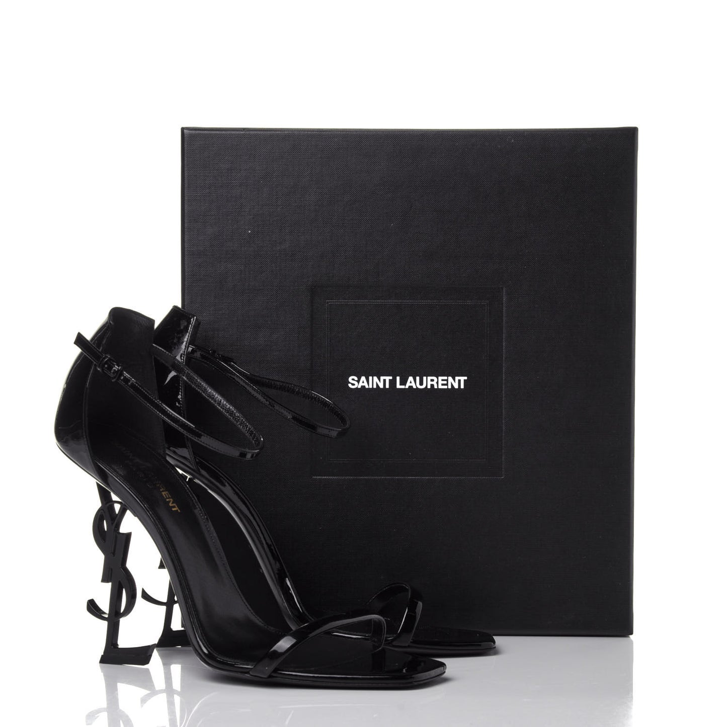 Patent Calfskin Opyum 110 Sandals 41 Black