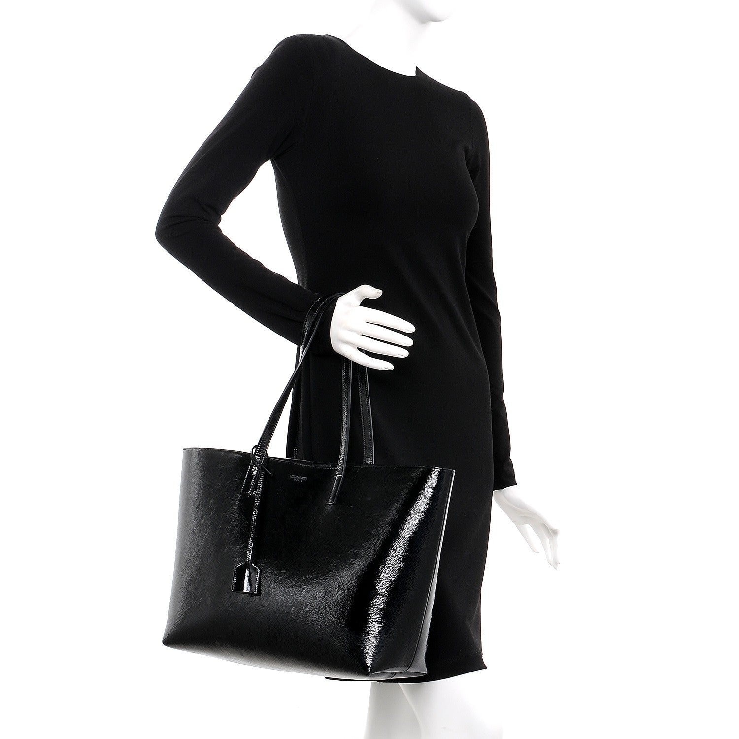 Saint Laurent Patent Calfskin Large Shopping Tote Black 2 of 10