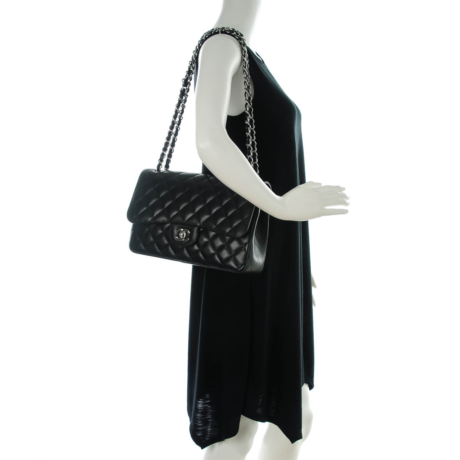 Chanel Caviar Quilted Jumbo Double Flap Black 2 of 9