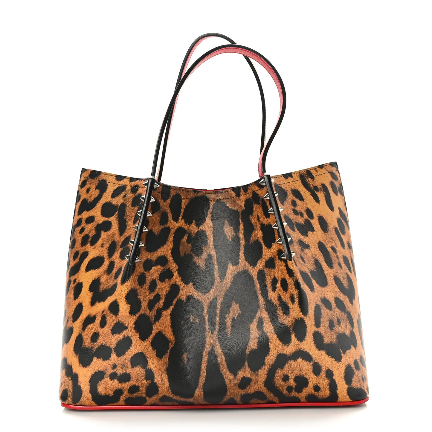 Calfskin Empire Leopard Print Spiked Cabarock Shopper Tote Spicy