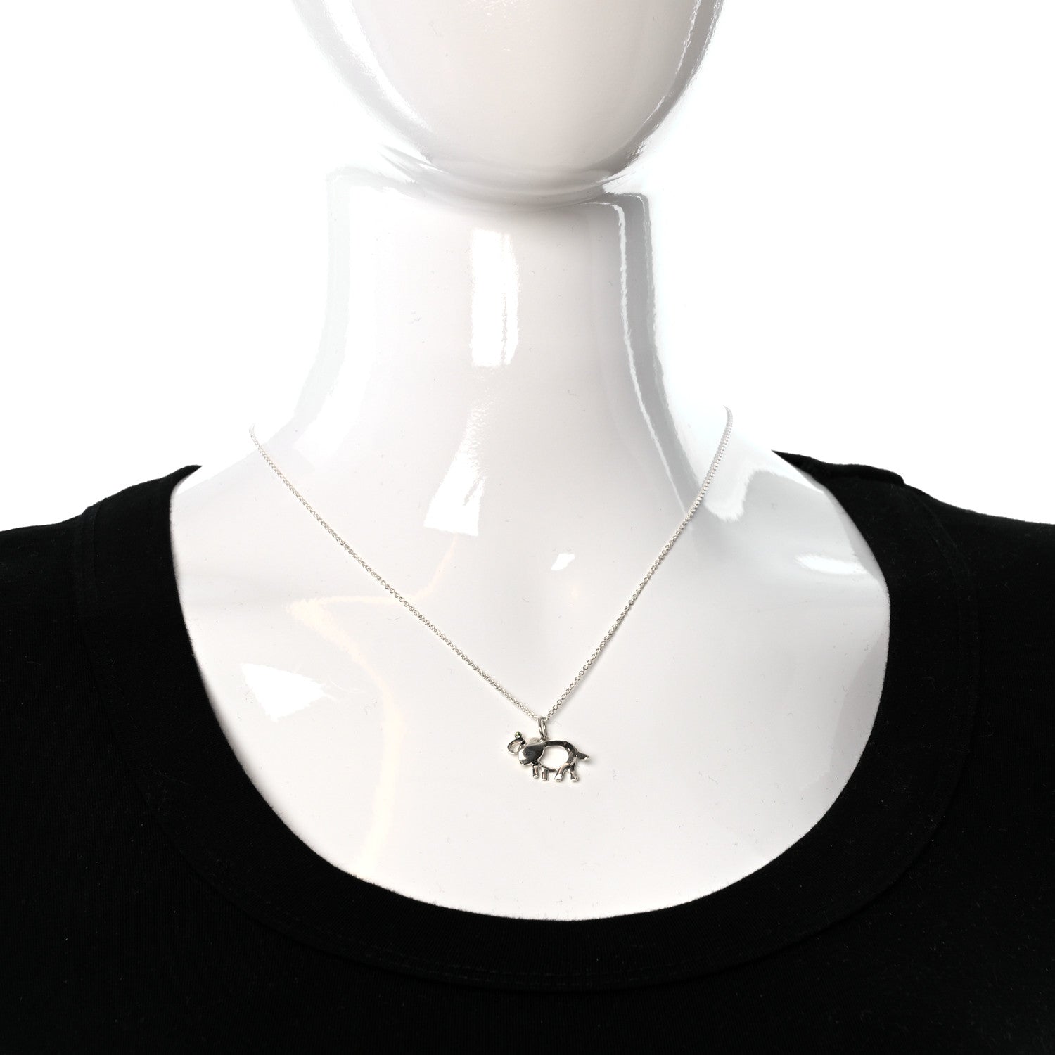 Tiffany Sterling Silver Tsavorite Save the Wild Elephant Charm Necklace 3 of 7