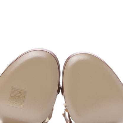 Valentino Garavani Calfskin Rockstud T-Strap 10/110mm Platform Sandals 37 Saddle Brown 6 of 10