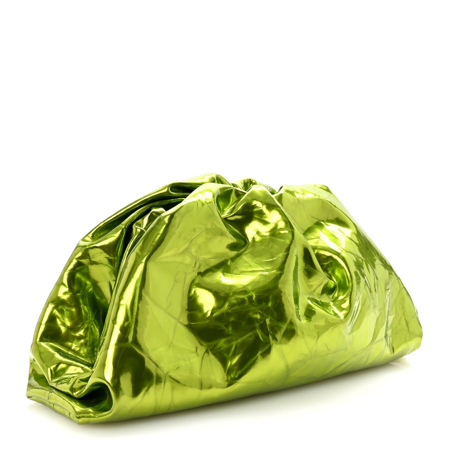 Metallic Crushed Calfskin Teen Pouch Chlorophyll