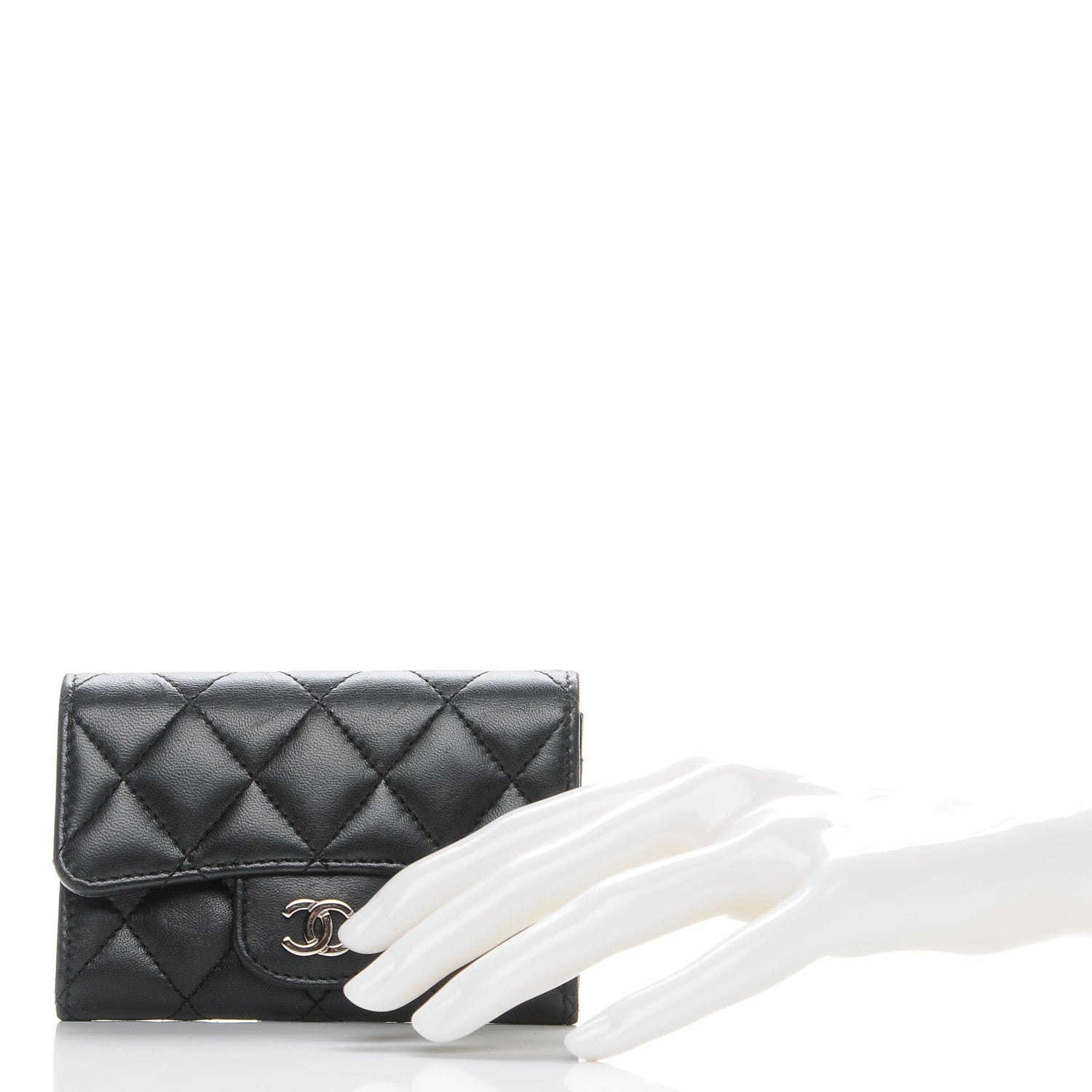 Chanel Lambskin Quilted Flap Card Holder Black 2 of 9