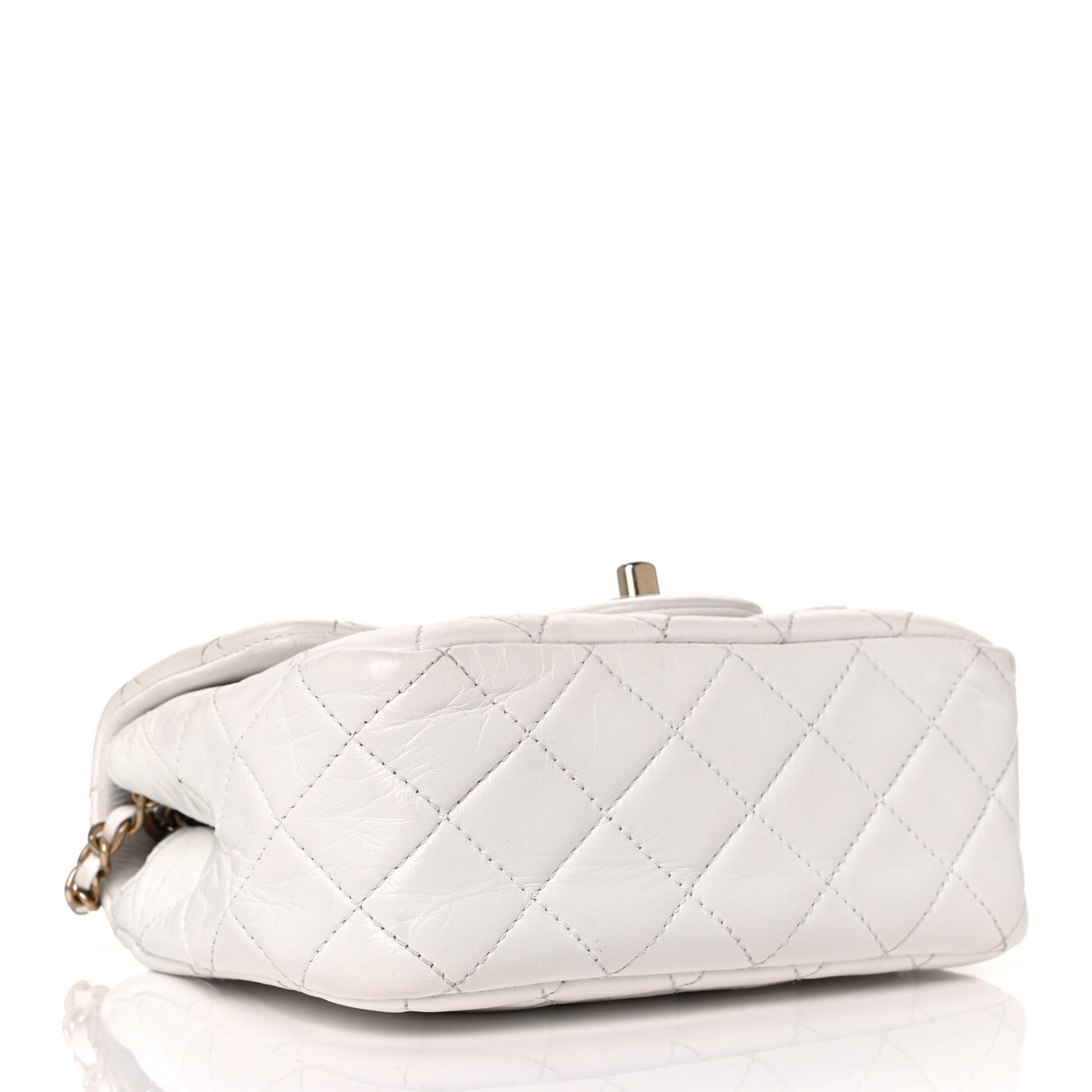 Lambskin Quilted Mini Pearl Crush Flap White