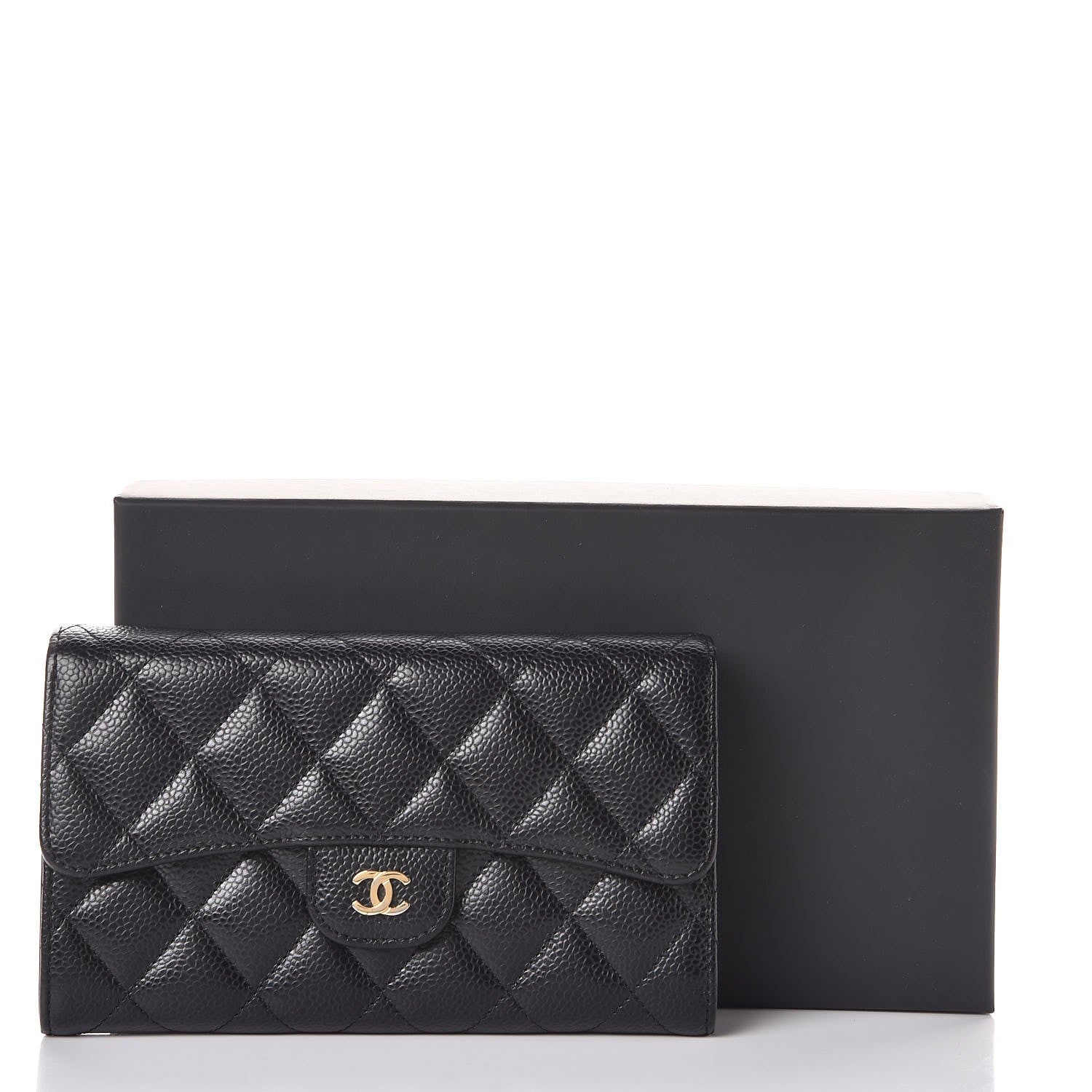 Chanel Caviar Quilted Long Flap Wallet Black 10 of 10