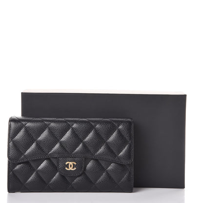 Chanel Caviar Quilted Long Flap Wallet Black 10 of 10