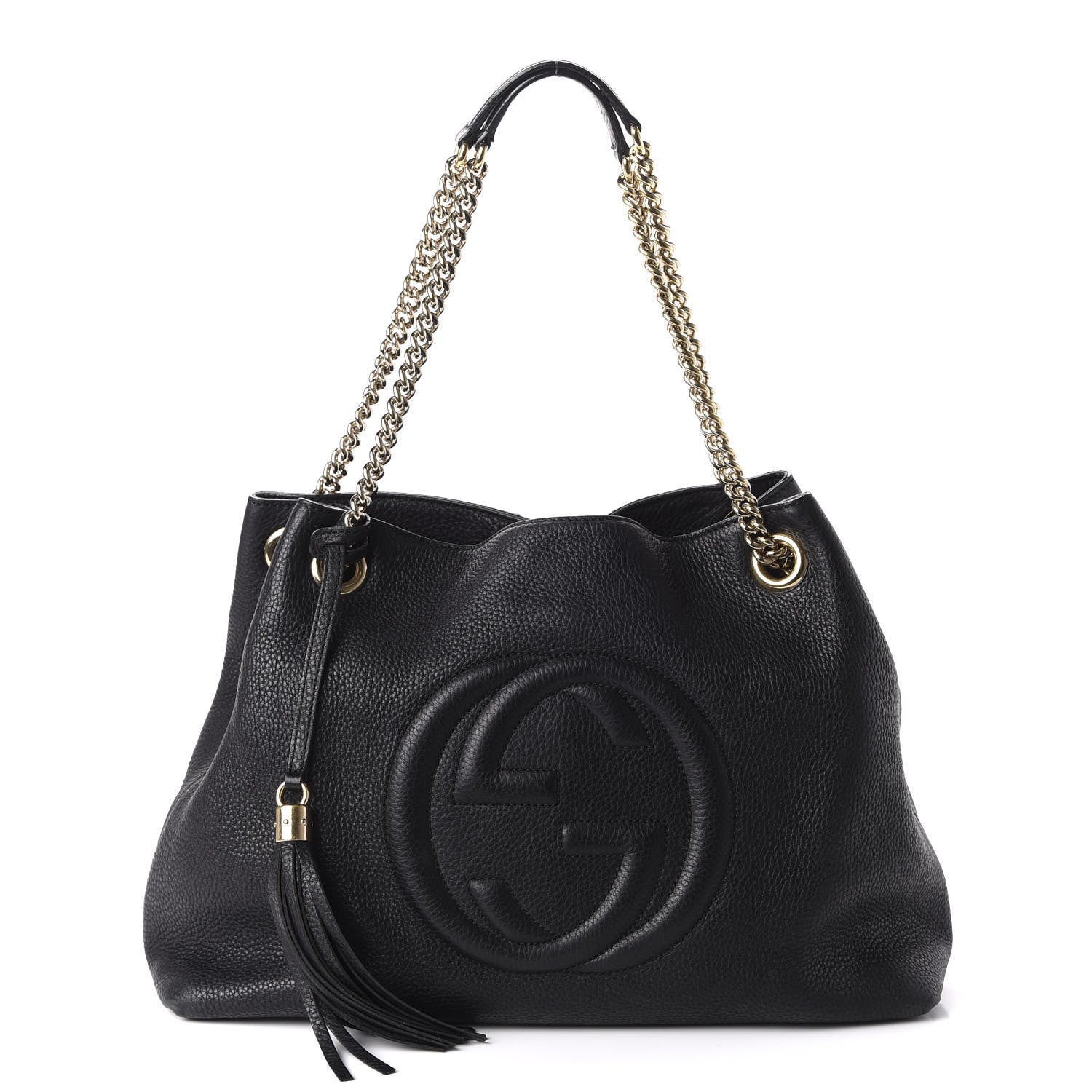 Gucci Pebbled Calfskin Medium Soho Chain Shoulder Bag Black 1 of 12