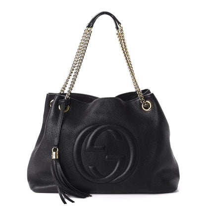 Gucci Pebbled Calfskin Medium Soho Chain Shoulder Bag Black 1 of 12