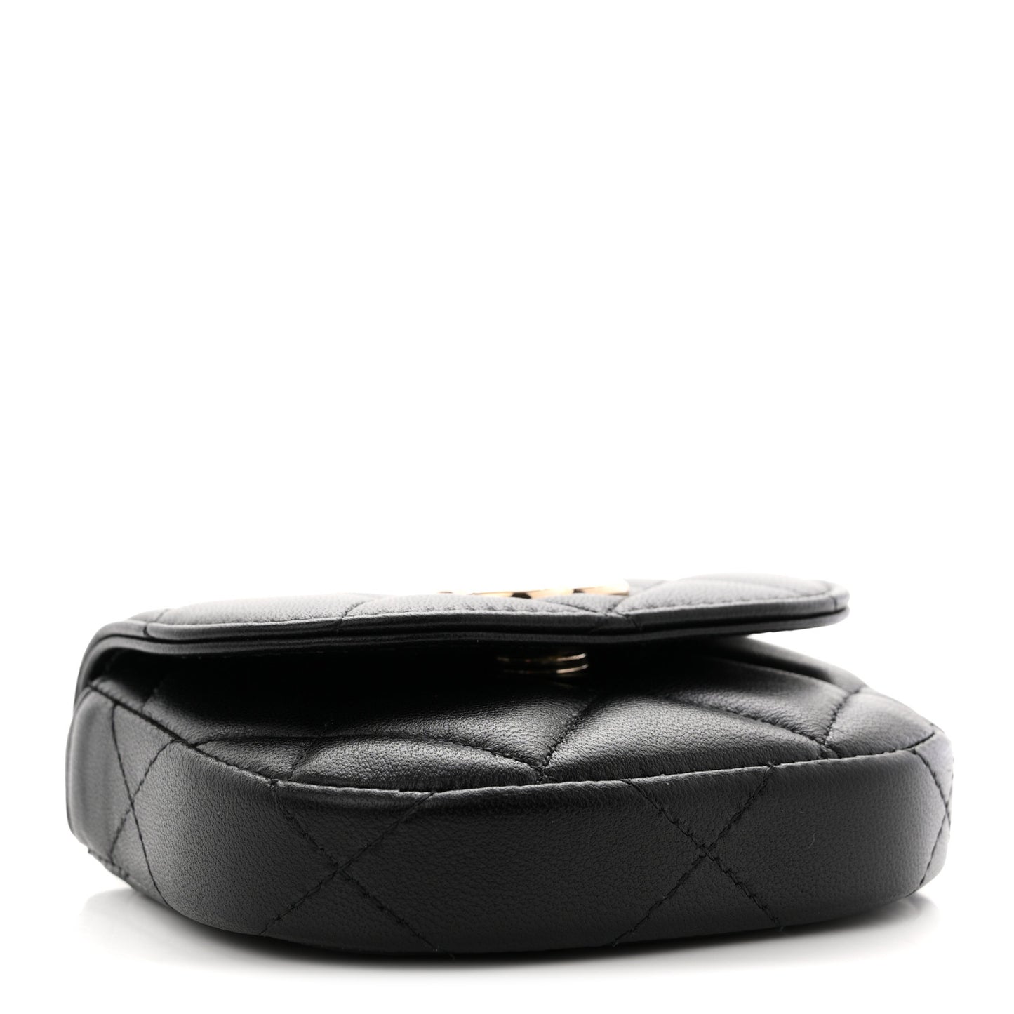 Lambskin Quilted Pearl Top Handle Clutch With Chain Black