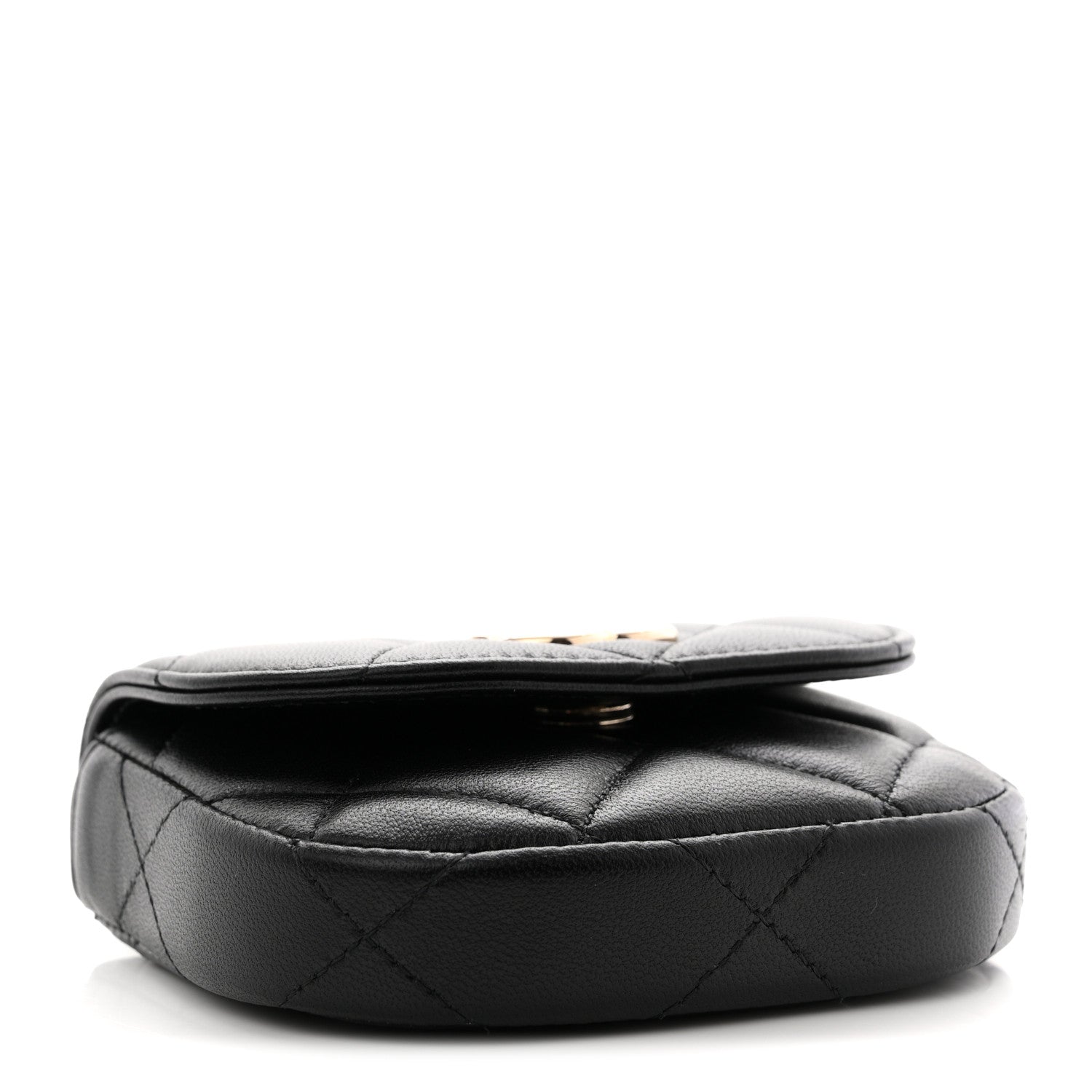Chanel Lambskin Quilted Pearl Top Handle Clutch With Chain Black 4 of 11