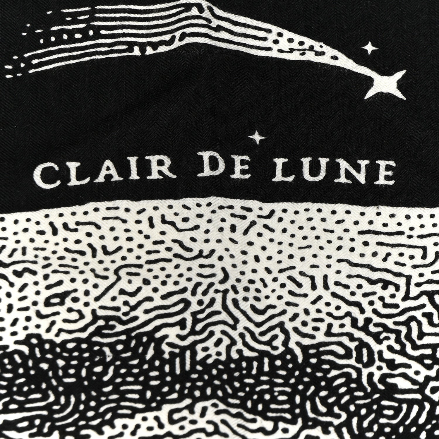 Hermes Silk Cashmere Clair De Lune Shawl 140 Black White 3 of 5