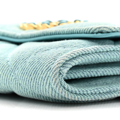 Chanel Denim Quilted Chanel 19 Flap Card Holder With Chain Light Blue 10 of 12