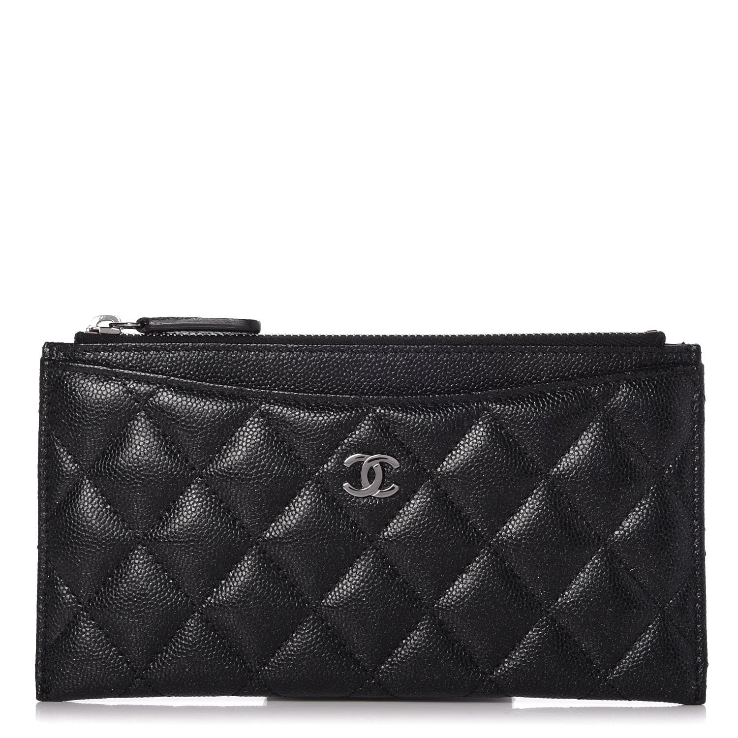 Chanel Iridescent Caviar Quilted Classic Zip Pouch Black 1 of 8