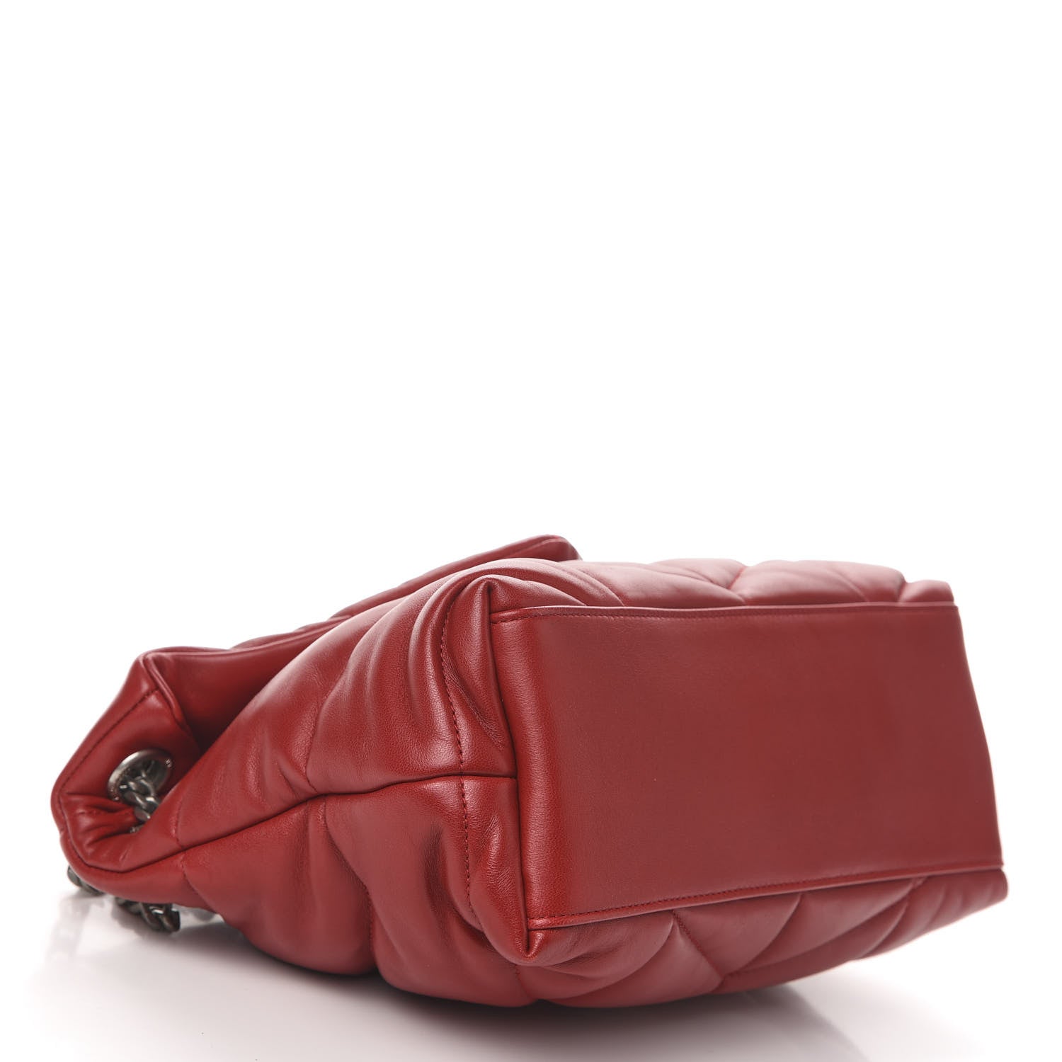 Saint Laurent Lambskin Quilted Small Loulou Puffer Monogram Chain Satchel Red 4 of 10