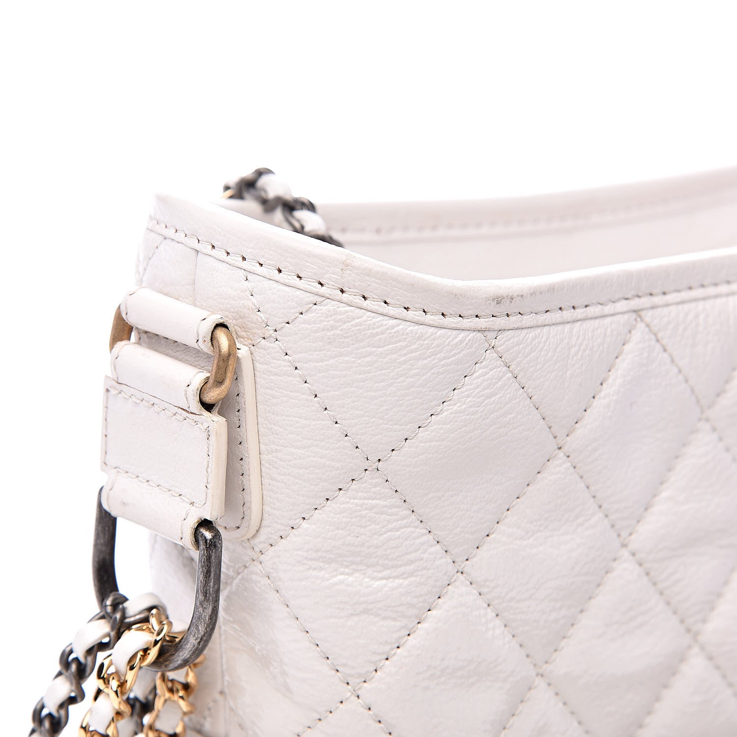 Chanel Patent Goatskin Quilted Small Gabrielle Hobo White 11 of 13