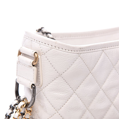 Chanel Patent Goatskin Quilted Small Gabrielle Hobo White 11 of 13