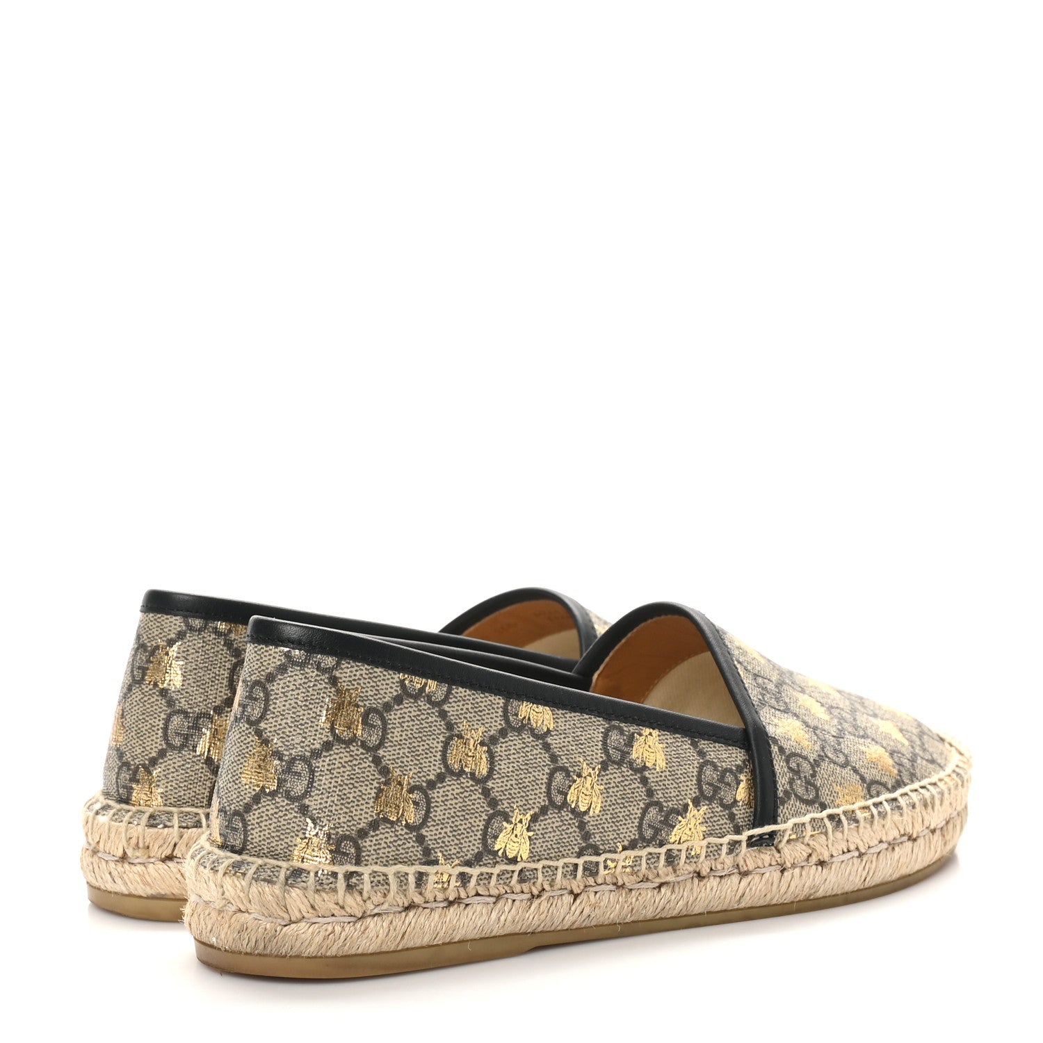 Gucci GG Supreme Monogram Bees Espadrille Flats 39 Beige Ebony Oro Black 5 of 8