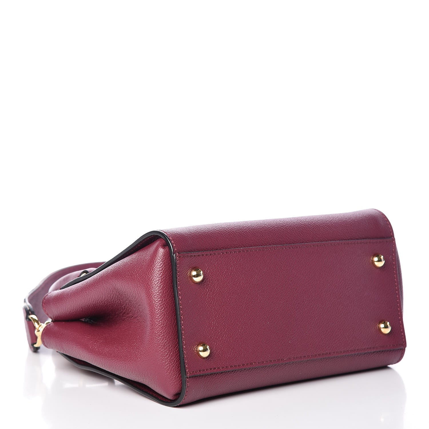 Burberry Soft Grain Calfskin Small Buckle Tote Dark Plum 4 of 12