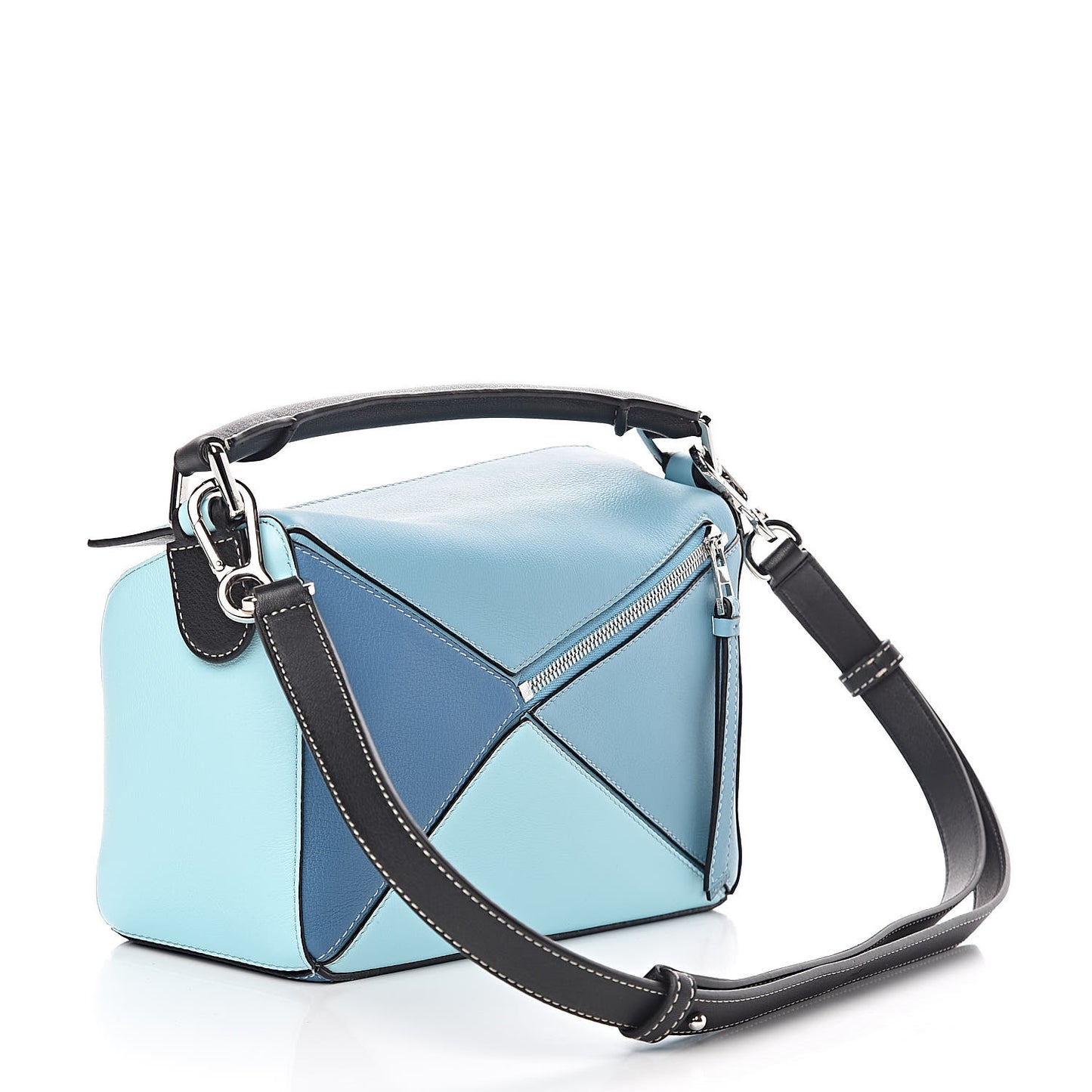 Calfskin Small Puzzle Bag Light Blue Aqua